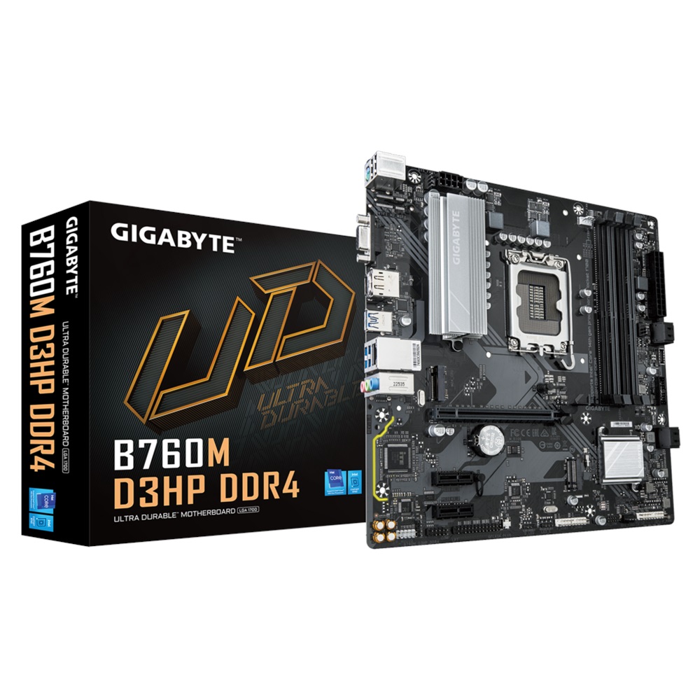 GIGABYTE B760M D3HP DDR4, 4xDDR4, 2xM.2, DP, HDMI, VGA, 12-13.14.Nesil, LGA1700 Soket, Anakart