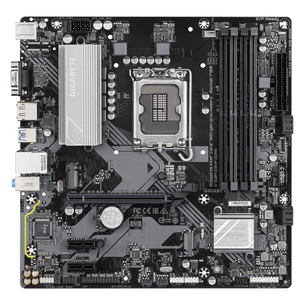 GIGABYTE B760M D3HP DDR4, 4xDDR4, 2xM.2, DP, HDMI, VGA, 12-13.14.Nesil, LGA1700 Soket, Anakart