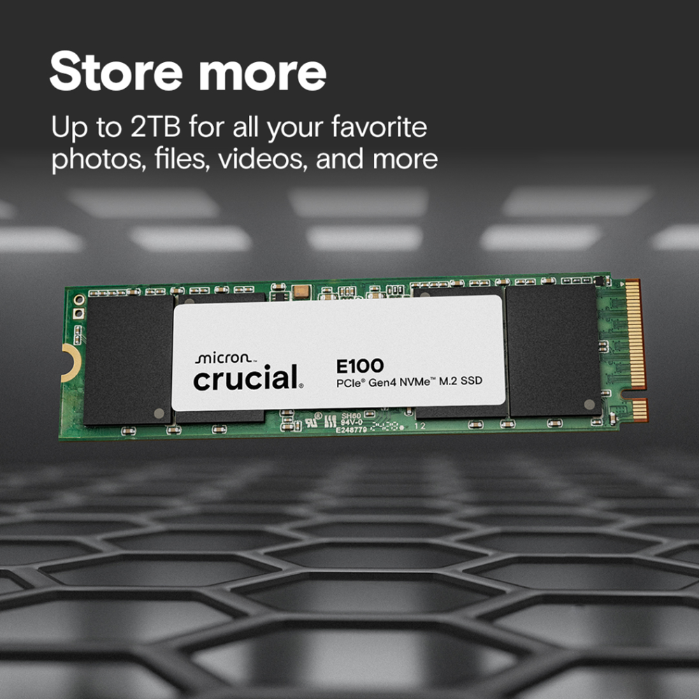 CRUCIAL CT480E100SSD8, E100, 480GB, 4700/2500, Gen4, NVME PCIe M.2 2280, SSD