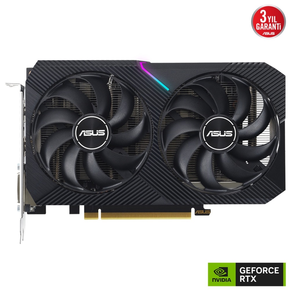 ASUS DUAL-RTX3050-O8G-V2, 8GB, GDDR6, 128Bit, 1xHDMI, 1xDP, 1xDVI, GAMING Ekran Kartı
