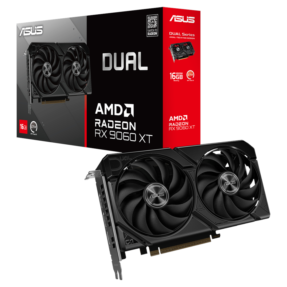 ASUS DUAL-RX9060XT-16G, 16Gb, 128Bit, GDDR6, 1xHDMI, 2xDP, GAMING Ekran Kartı