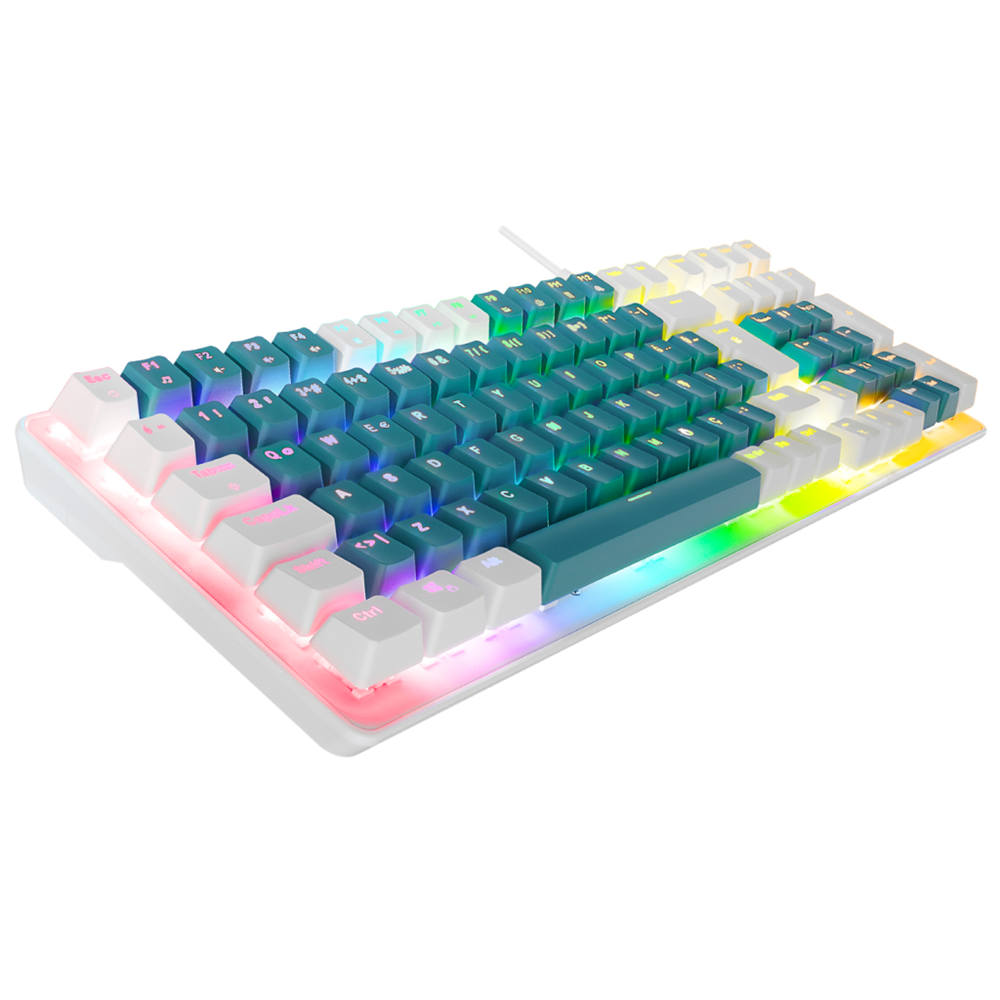 ACER eMachines, EAK100, Yeşil/Beyaz, USB Kablolu, RGB Backlight, RED Mekanik Switch, Türkçe Q, 100 Tuşlu, Gaming Klavye