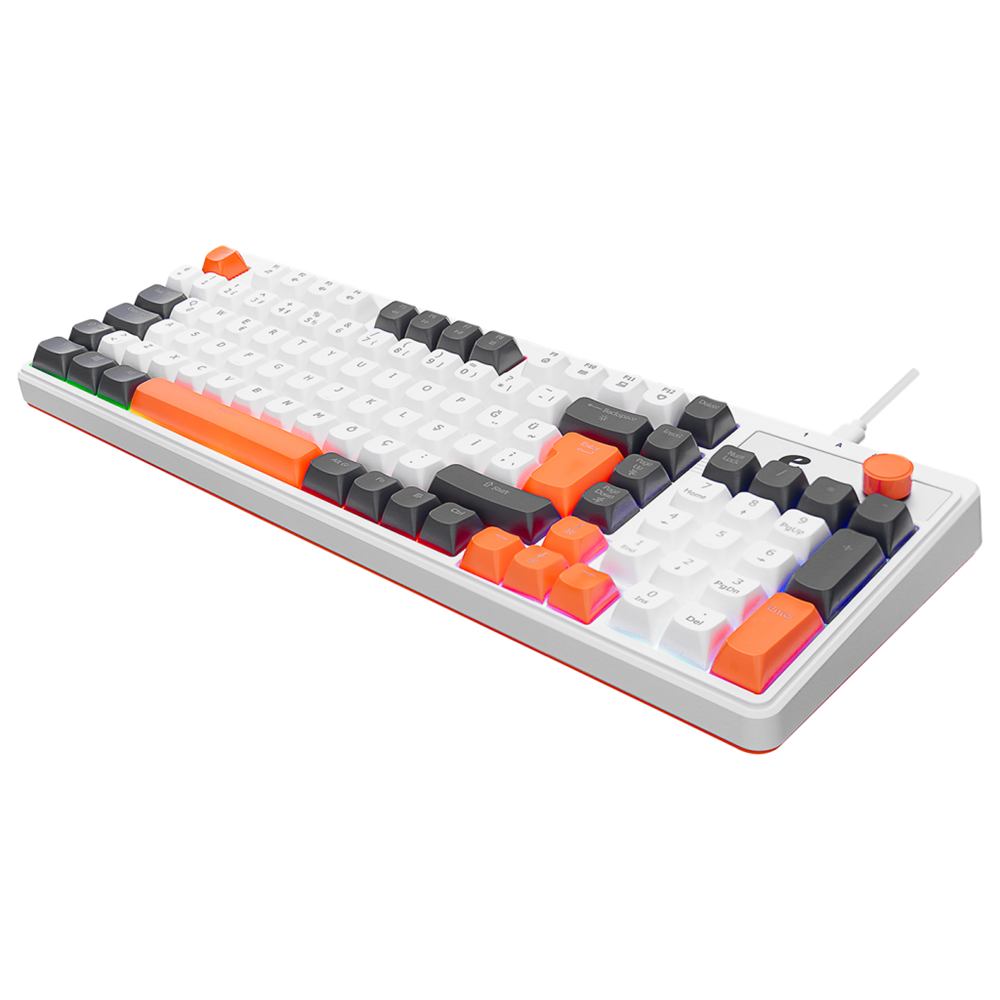 ACER eMachines, EAK860, Beyaz, USB Kablolu, Rainbow Backlight, Membran Renkli Tuşlar, Türkçe Q, 100 Tuşlu, Gaming Klavye