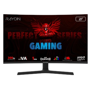 RAYDIN EG27RFA-300HZ, 27", 1ms, 300Hz, Full HD, 2xHDMI, DP, Hoparlör, VA LED, R1500 Curved, Yükseklik Ayarlı Ayak, Frameless, FreeSync Gaming Monitör