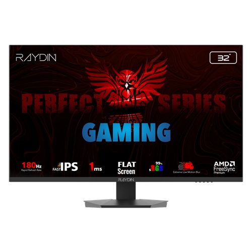 RAYDIN EG32EQI-180HZ, 31.5", 1ms, 180Hz, 2K Quad HD, 2xHDMI, DP, Hoparlör, IPS LED, Flat, Frameless, FreeSync Gaming Monitör
