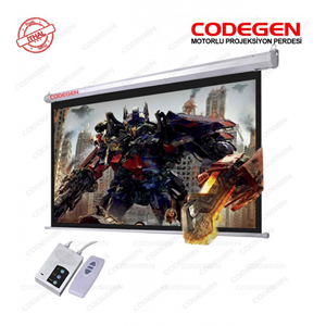 Codegen EX-24 MOTORLU PROJEKSİYON PERDESİ 240x200 Elektrikli Uzaktan Kumandalı (Arkası Siyah Fonlu - Duvar/Tavan Asılabilir)