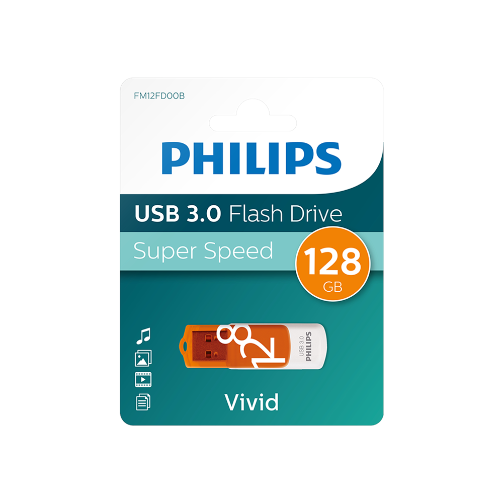 PHILIPS FM12FD00B, 128GB, USB 3.0, Vivid, Turuncu, Flash Disk