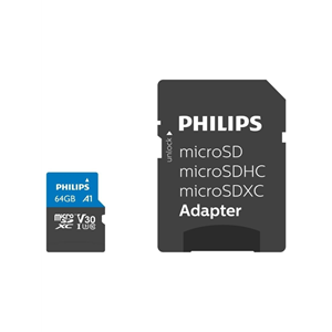 PHILIPS FM64MP65B, 64GB, SDXC, UHS-I, V30, Class10, MicroSD Kart Bellek (SD Adaptörlü)