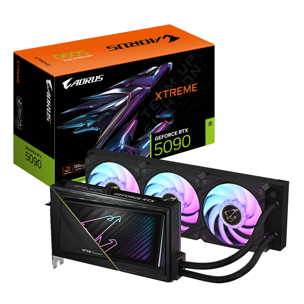 GIGABYTE GV-N5090AORUSX W-32GD, RTX5090, XTREME WATERFORCE, 32Gb, GDDR7, 512BIT, 3 Fanlı, 1xHDMI, 3xDP, GAMING Ekran KARTI