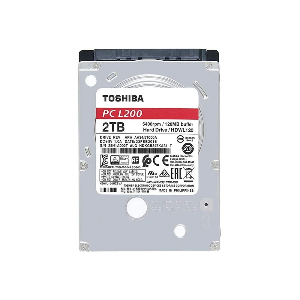 TOSHIBA L200, HDWL120UZSVA, 2.5", 2TB, 128Mb 5400 Rpm, Notebook HDD (Türkiye Distribütörü Garantili)