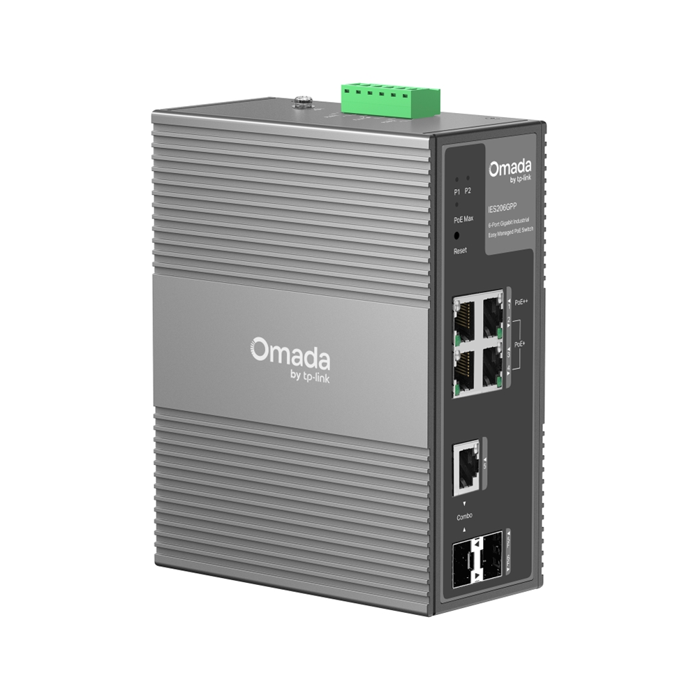 Omada IES206GPP Industrial, 6 Port Gigabit, 1Port Poe++, 3 Port Poe+, 1 Port Gigabit Combo SFP, 120W, Yönetilebilir, Endüstriyel Switch