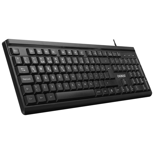 EVEREST KB-741, USB Kablolu, Türkçe Q, 2 metre Bakır Kablolu, Standart Klavye (Siyah)