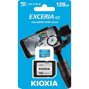 KIOXIA 128GB ExceriaG2, LMEX3L128GG2, A2 V30 4K, CL10, 160Mb/s, MicroSD Kart Bellek (SD Adaptörlü)