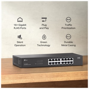 TP-LINK LS1016G, Green Tech, 16 Port GigaBit, Yönetilemez, Metal Kasa, Masaüstü Switch