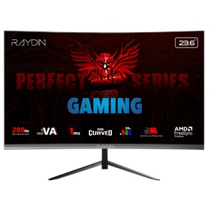 RAYDIN MM24RFA-200HZ, 23.6", 1ms, 200Hz, Full HD, HDMI, DP, Hoparlör, VA LED, R1650 Curved, Frameless, FreeSync Gaming Monitör