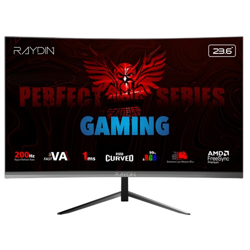 RAYDIN MM24RFA-200HZ, 23.6", 1ms, 200Hz, Full HD, HDMI, DP, Hoparlör, VA LED, R1650 Curved, Frameless, FreeSync Gaming Monitör