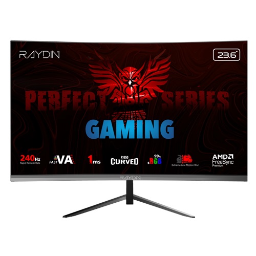 RAYDIN MM24RFA-240HZ, 23.6", 1ms, 240Hz, Full HD, HDMI, DP, Hoparlör, VA LED, R1650 Curved, Frameless, FreeSync Gaming Monitör
