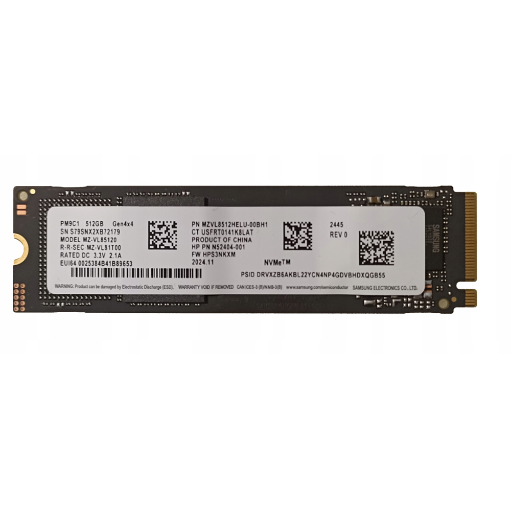 SAMSUNG PM9C1, MZ-VL8512HELU-00BH1, 512GB, 4950/2500, Gen4, NVMe PCIe M.2 2280 SSD (Bulk)