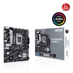 ASUS PRIME B760M-K, 2xDDR5, 2x M.2, D-SUB, HDMI, 12-13.Nesil, LGA1700 Soket, Anakart