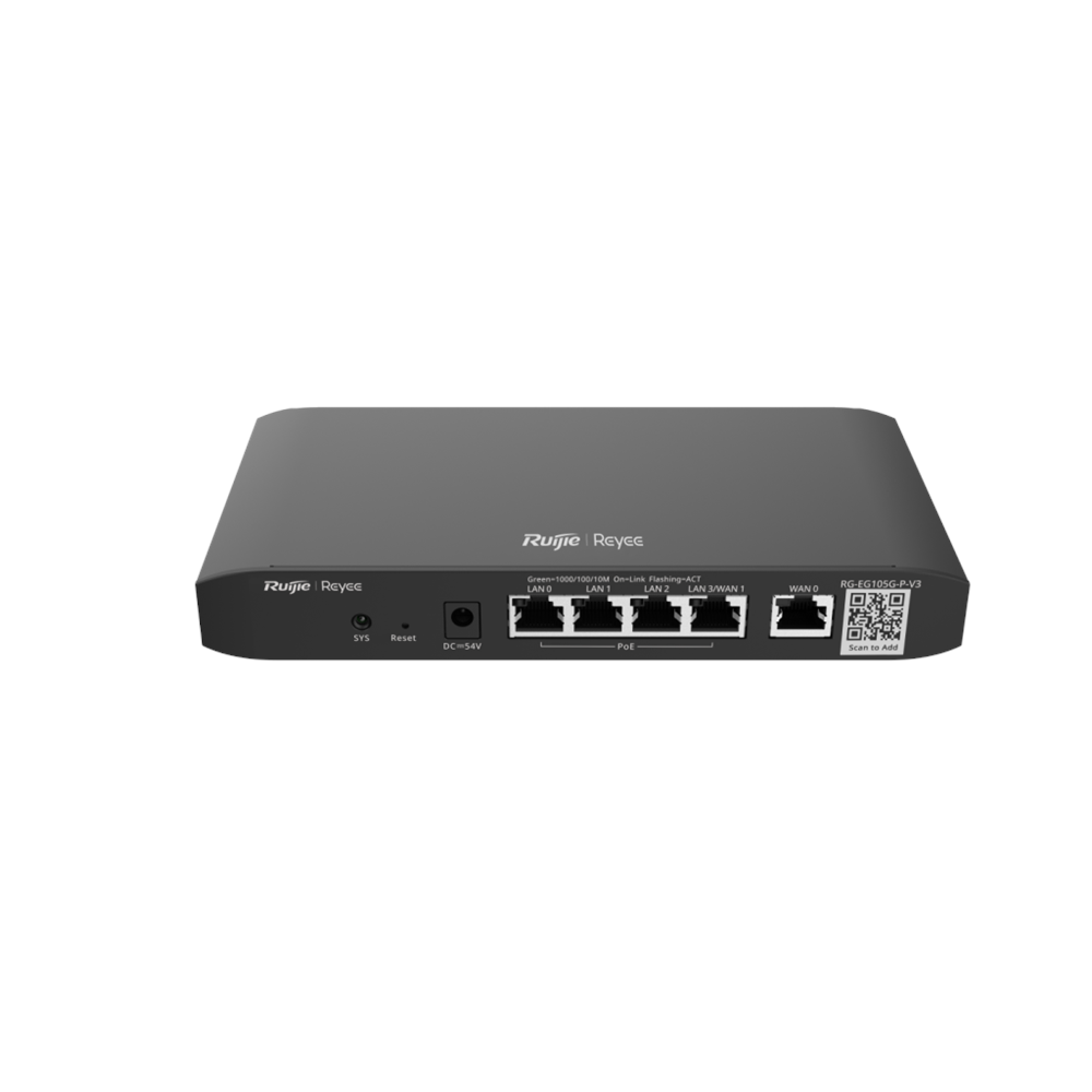 RUIJIE Reyee RG-EG105G-P-V3 5 Port Gigabit, Web Yönetilebilir, 2 WANs, 100 Kullanıcı, 600 Mbps Router
