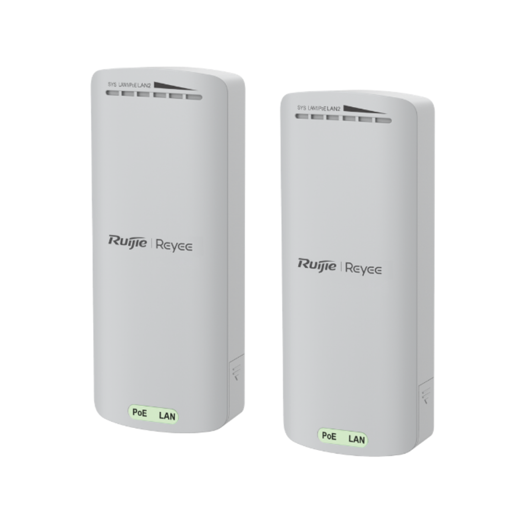 RUIJIE Reyee RG-EST100-E, 2Port, 300Mbps, 2.4Ghz, Pasif PoE, Dış Ortam, Noktadan Noktaya PTP, Acces Point, Kutu İçeriği 2 Adet, (500m)