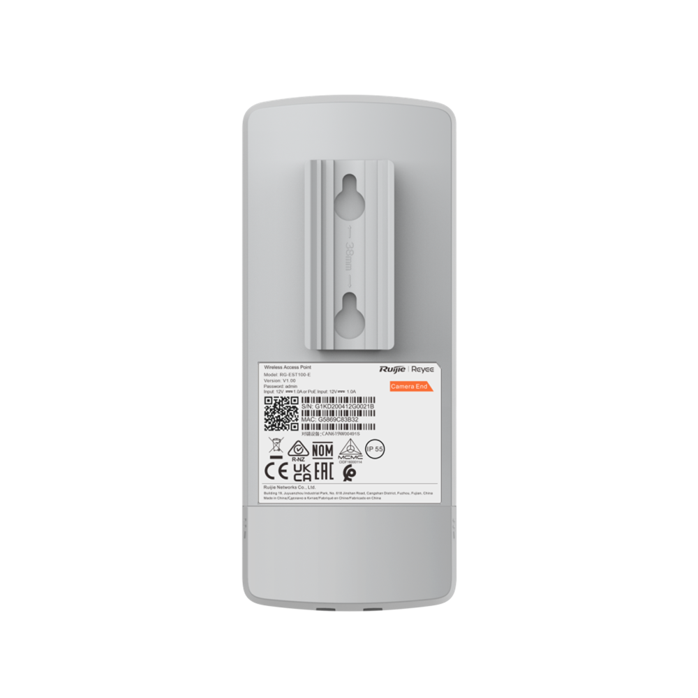 RUIJIE Reyee RG-EST100-E, 2Port, 300Mbps, 2.4Ghz, Pasif PoE, Dış Ortam, Noktadan Noktaya PTP, Acces Point, Kutu İçeriği 2 Adet, (500m)