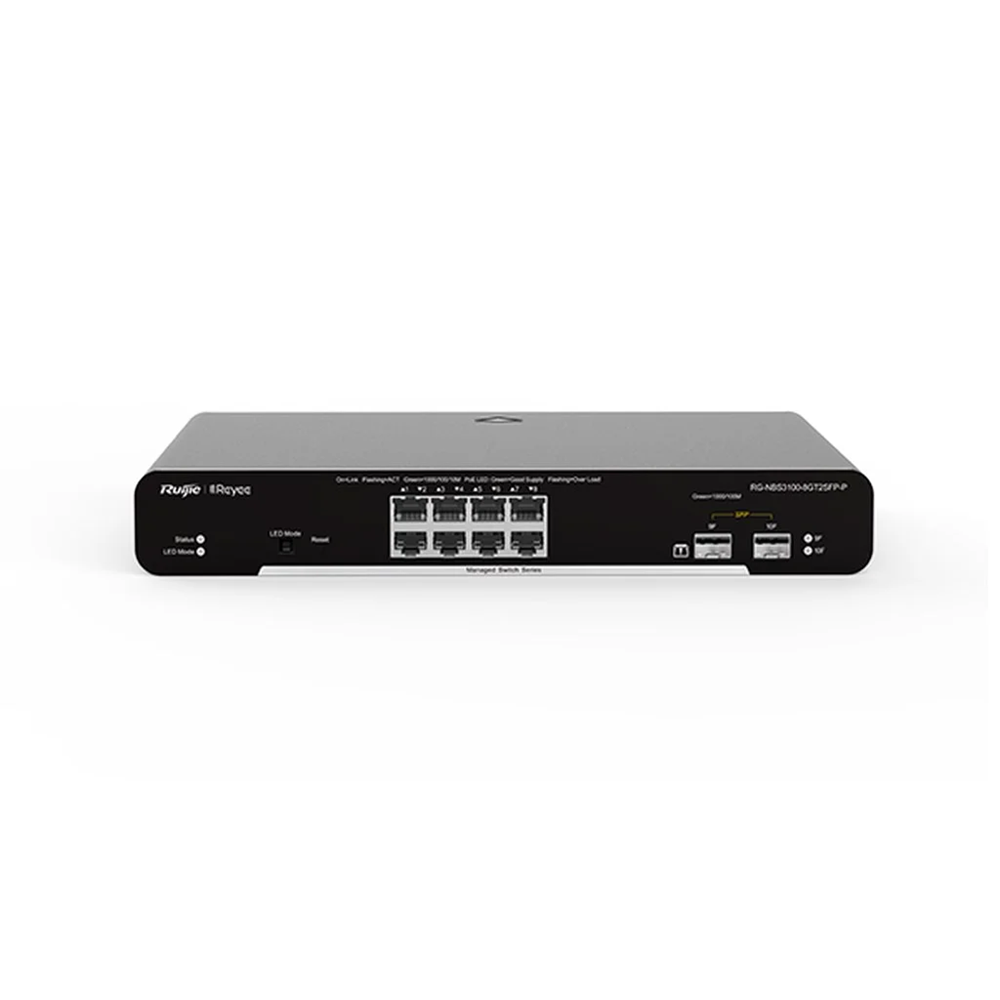RUIJIE REYEE RG-NBS3100-8GT2SFP, 8 Port, GigaBit, 2Port SFP, L2 Yönetilebilir, Metal Kasa, Masaüstü, Switch
