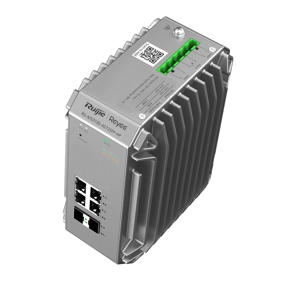 RUIJIE REYEE RG-NIS3100-4GT2SFP-HP 4 Port GigaBit PoE, 120W, 2Port SFP, Endüstriyel Switch