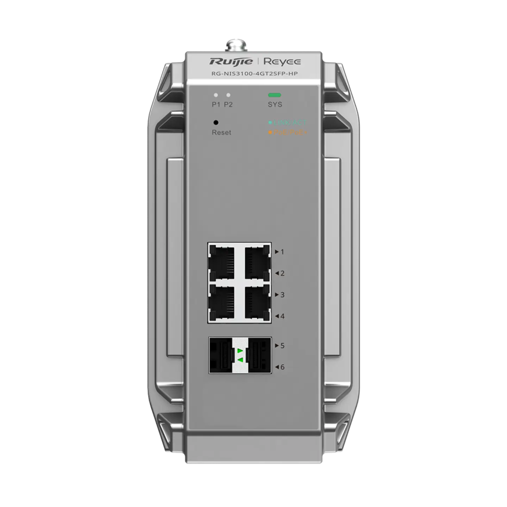 RUIJIE REYEE RG-NIS3100-4GT2SFP-HP 4 Port GigaBit PoE, 120W, 2Port SFP, Endüstriyel Switch