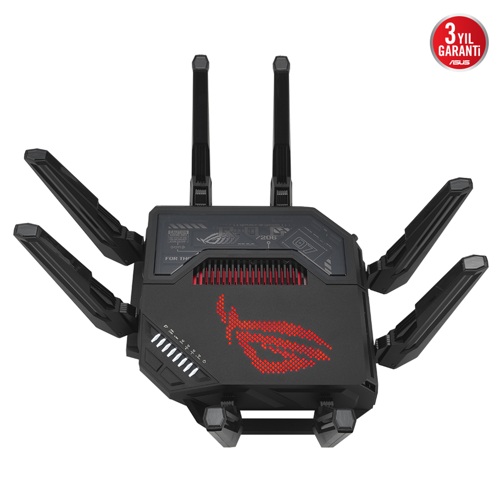 ASUS ROG Rapture GT-BE98, BE25000, 24400Mbps, 8xAnten, Four Band, WİFİ 7, AiMesh, AiProtection Pro, GAMING Extendable Router