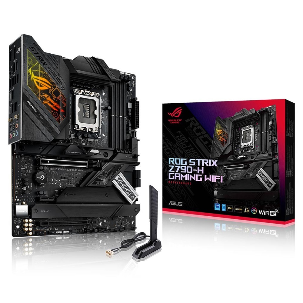 ASUS ROG STRIX Z790-H GAMING WIFI, 4xDDR5, 4x M.2, HDMI, DP, 2xType-C, Wi-Fi 6E, Bluetooth v5.3, 12-13.Nesil, LGA1700 Soket, Anakart