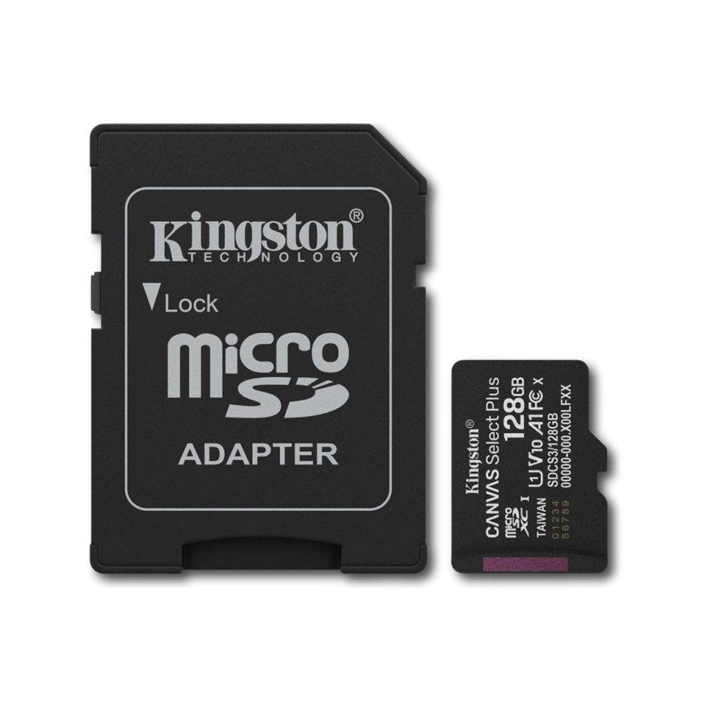 KINGSTON SDCS3/128GB, Canvas Select Plus Gen3 A1, 100Mb/s, MicroSD Kart Bellek (SD Adaptörlü)