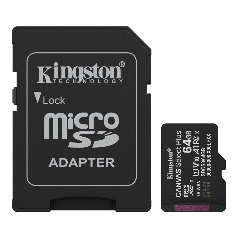 KINGSTON SDCS3/64GB, Canvas Select Plus Gen3 A1, 100Mb/s, MicroSD Kart Bellek (SD Adaptörlü)