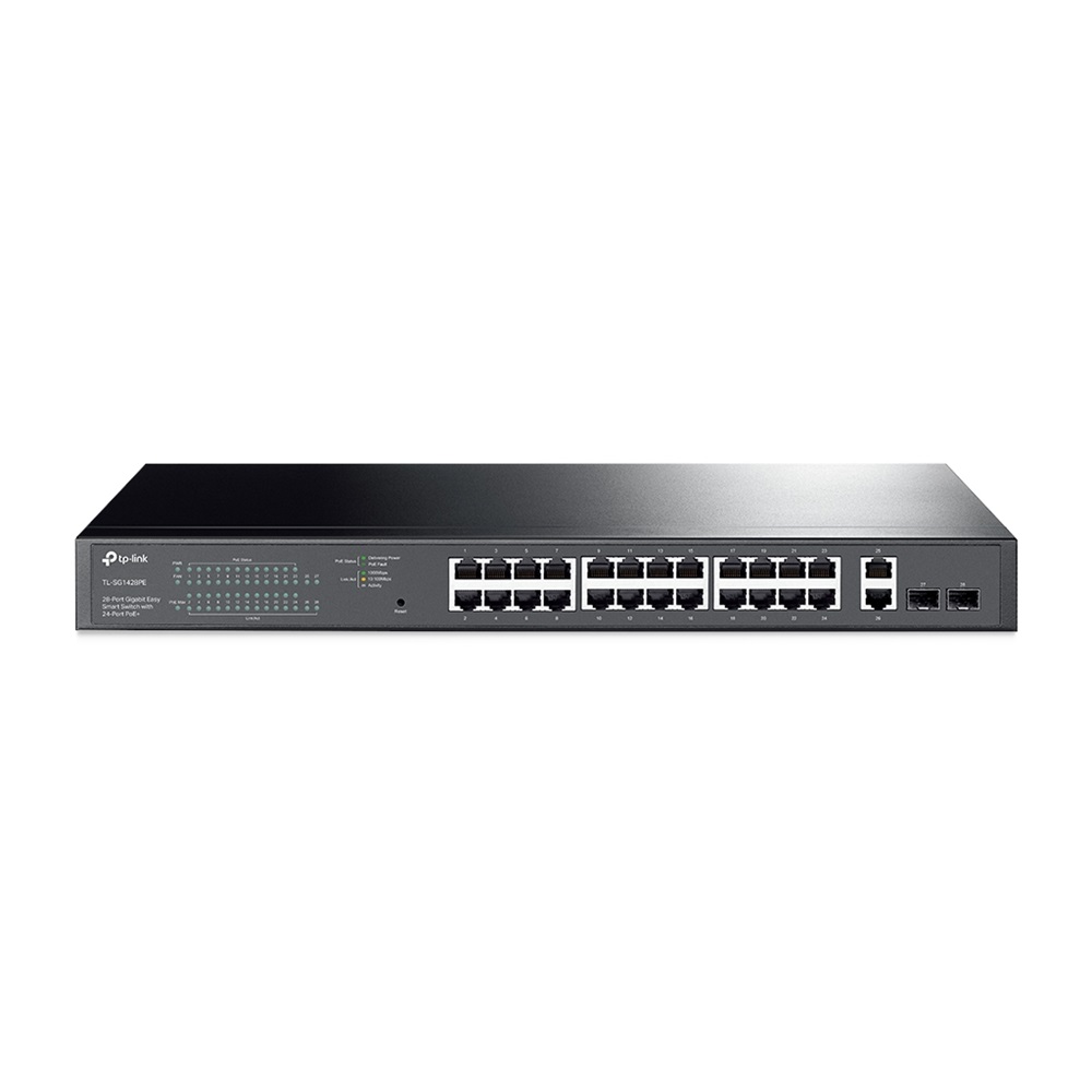 TP-LINK SG1428PE, 28 Port, Gigabit, PoE+ 250W, 2 Port Gigabit SFP, Rackmount, Yönetilebilir, Switch