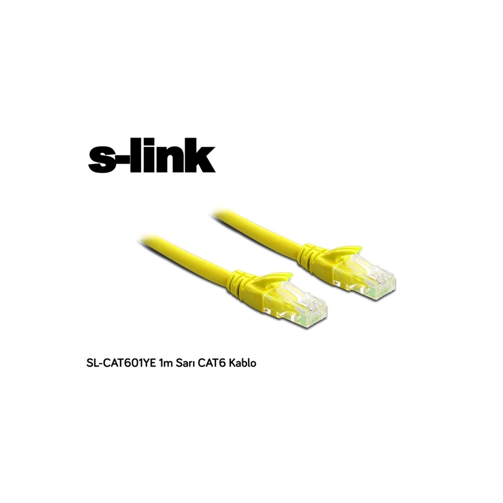 S-Link SL-CAT601YE, CAT6 Patch, 1Mt Kablo (Sarı)
