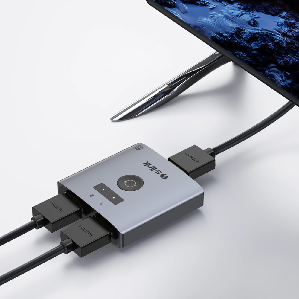 S-LINK SL-LU602, 2xHDMI, 4K, 60Hz, Monitör Çoklayıcı (1PC-2Monitör veya 2PC- 1Monitör) Çift Yönlü Switch