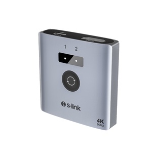 S-LINK SL-LU602C, 2xHDMI, 1Type-C, 4K, 60Hz, Monitör Çoklayıcı (1PC-2Monitör veya 2PC- 1Monitör) Çift Yönlü Switch