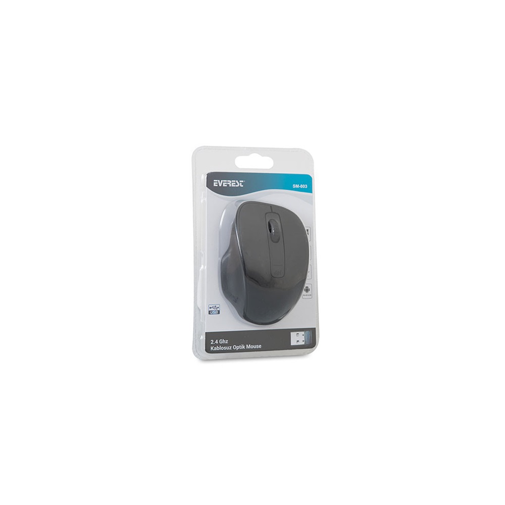 EVEREST SM-803, Siyah, USB Nano 2,4G Kablosuz, 1600dpi, Optik, 4 Tuşlu, Mouse