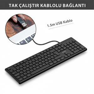 PHILIPS SPK6248B, USB Kablolu, Türkçe Q, Multimedya Klavye (Siyah)