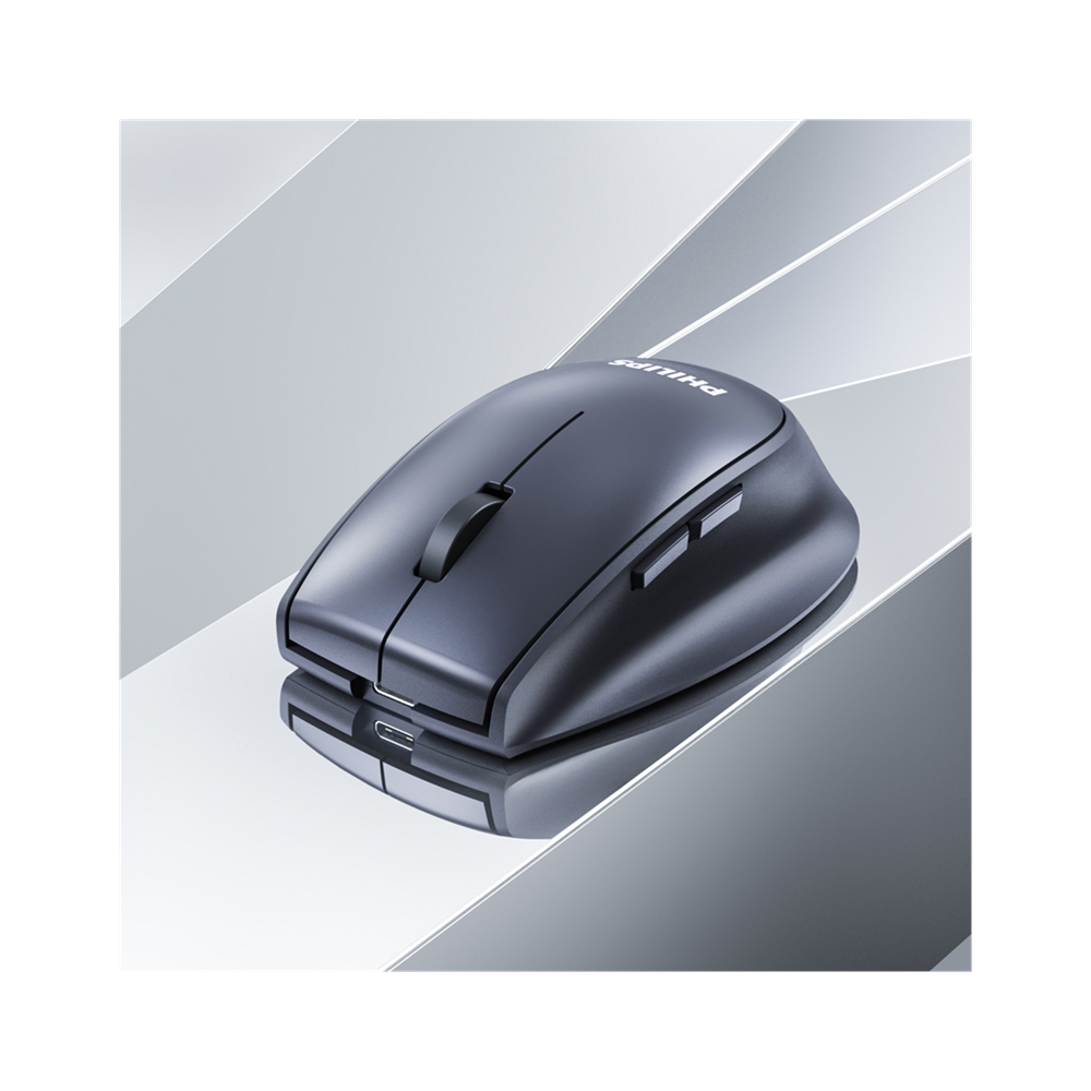 PHILIPS SPK7627K, Gri, USB Nano 2,4Gh ve Bluetooth Kablosuz, 1600dpi, Optic, 5 Tuşlu, Şarj Edilebilir, Mouse