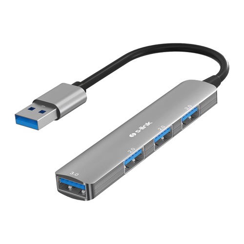 S-LINK SW-U333, USB3.0 to 3xUSB 2.0, 1xUSB 3.0, Metal, USB HUB