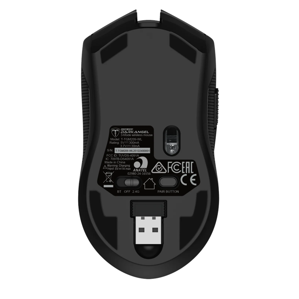 T-DAGGER T-TGM209-WL, Darkangel Wireless, Programlanabilir RGB Backlight, 8 Buton, USB Kablolu, WiFi 2.4Ghz, Bluetooth, 12.80DPI, Gaming Mouse