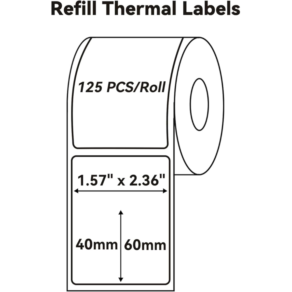 NIIMBOT T40 Etiket 40mm x 60mm 125 adet Şeffaf (B1,B21S,B3S)