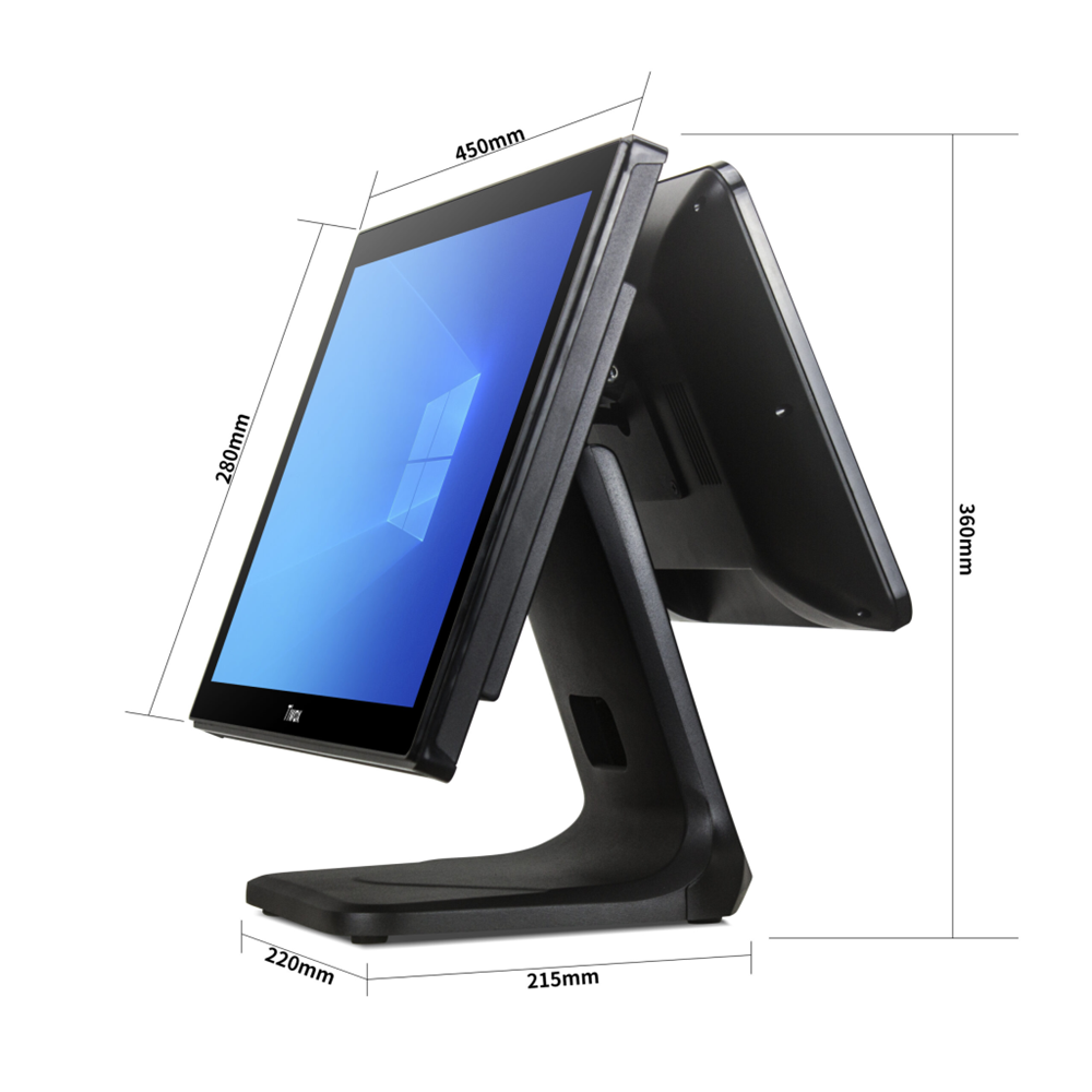 Tiwox TP-7650-D, Intel i7 5.Nesil, 18.5" Ekran, 8GB Ram, 128GB M.2 SSD, Endüstriyel, Dokunmatik Pos PC (çift ekran)