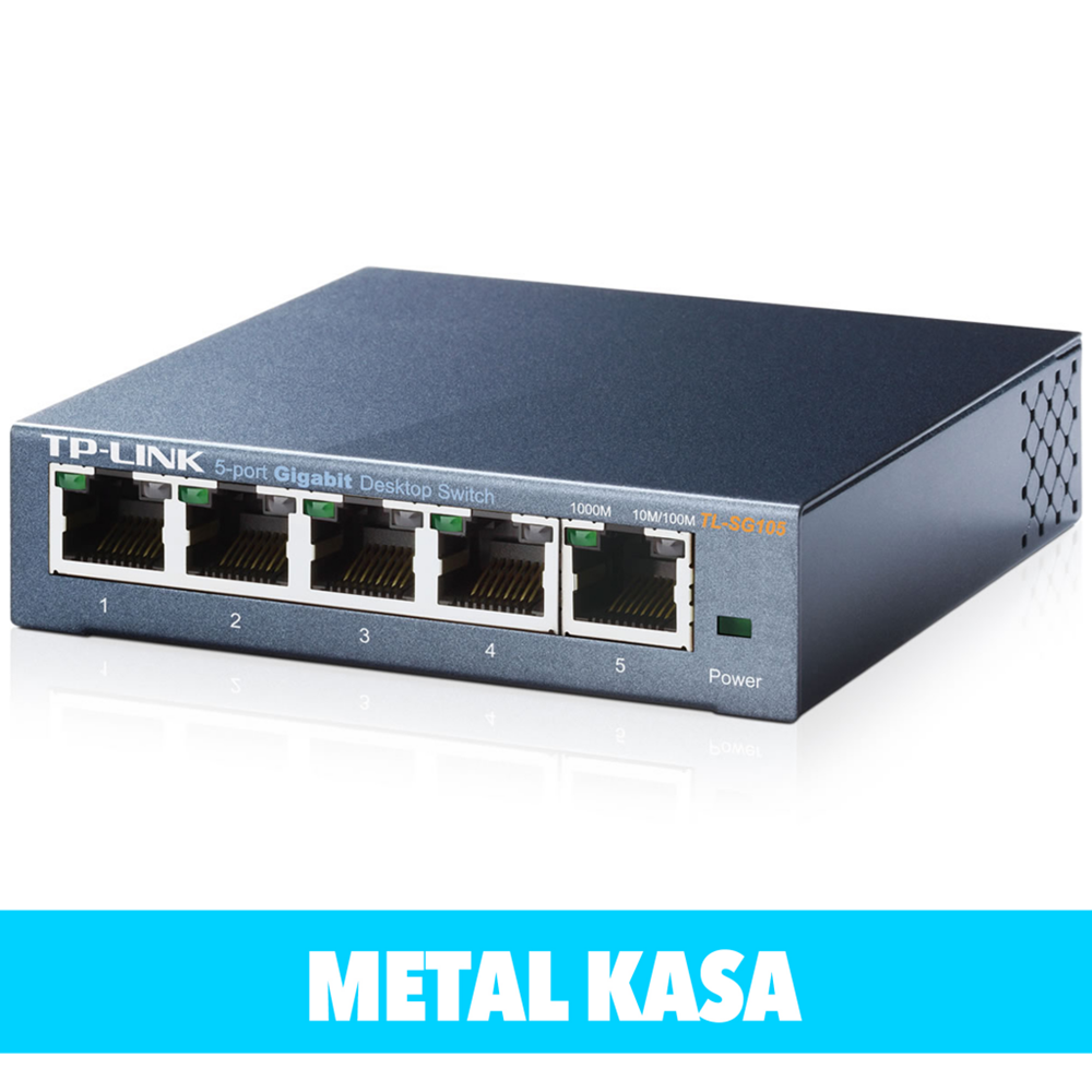 TP-LINK TL-SG105, 5 Port, GigaBit, Yönetilemez, Metal Kasa, Masaüstü Switch