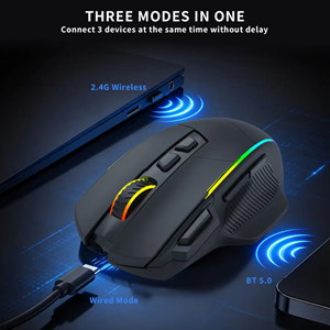 T-DAGGER TM330, Roadmaster Wireless, Programlanabilir RGB Backlight, 8 Buton, USB Kablolu, WiFi 2.4Ghz, Bluetooth, 16.00DPI, Gaming Mouse