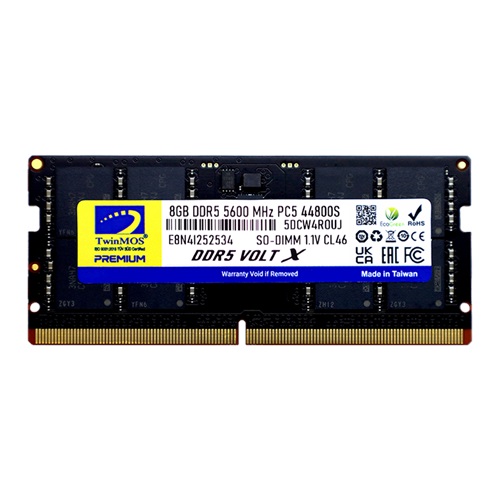 TwinMOS TMD58GB5600S46, 8GB, DDR5, 5600MHz, CL46, 1.1V Notebook Ram