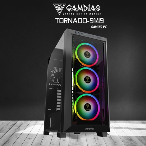 GAMDIAS TORNADO-9149, i9-14900KF, 32Gb DDR5 Ram, 1Tb NVMe SSD, 8Gb GDDR6 RTX4060 Ekran Kartı, 1600W Kasa, Free Dos GAMING PC