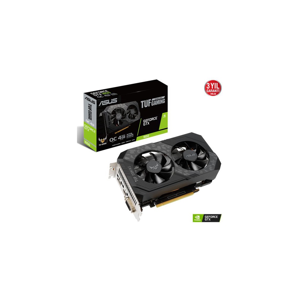 ASUS TUF-GTX1650-O4GD6-GAMING, 4Gb, GDDR6, 128Bit 1xDVI, 1xHDMI, 1xDP GAMING Ekran Kartı