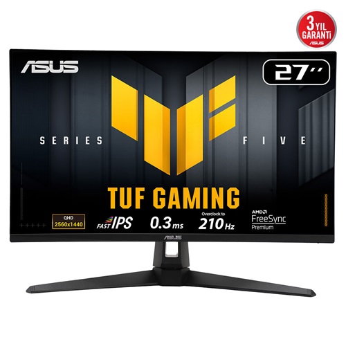 ASUS TUF GAMING VG27AQ5A 27" 0.3ms, 210Hz, QHD, DP, 2xHDMI, USB, Hoparlör, Fast IPS LED, ELMB Sync Premium, GAMING Monitör